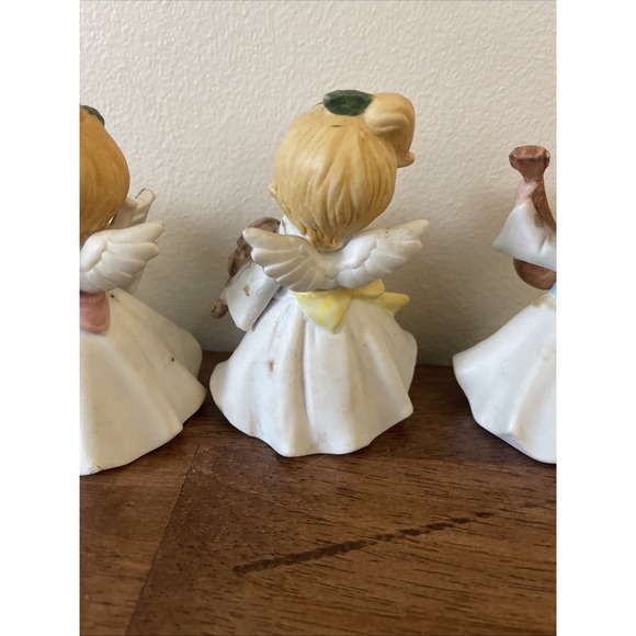 Vintage Homco #5551 Christmas Angels Musical Instruments Set of 4 Figurines - Picture 8 of 10
